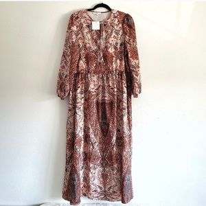 Free People Home Made Brown paisley maxi dress